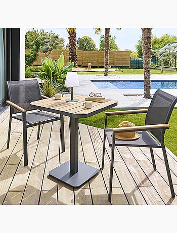 Table de jardin bistro 2 places en acier et acacia TYLA