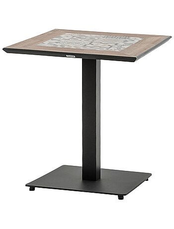 Table de jardin bistro carrée en acier et céramique 2 places LAMBADA