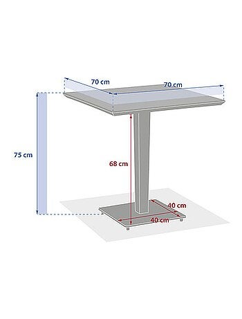 Table de jardin bistro carrée en acier et céramique 2 places LAMBADA