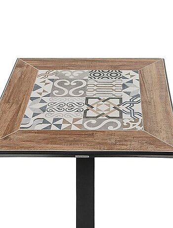 Table de jardin bistro carrée en acier et céramique 2 places LAMBADA