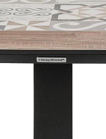 Table de jardin bistro carrée en acier et céramique 2 places LAMBADA