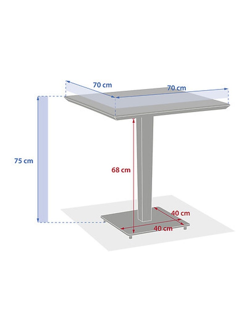 Table de jardin bistro carrée en acier et céramique 2 places LAMBADA Gris foncé - Kiabi