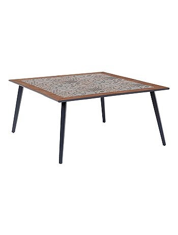 Table de jardin bistro carrée en acier et céramique 8 places LAMBADA