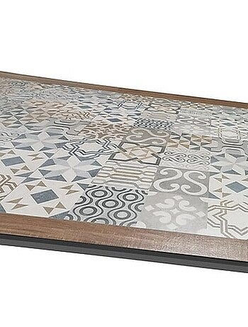 Table de jardin bistro carrée en acier et céramique 8 places LAMBADA