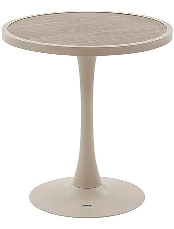 Table de jardin bistro ronde en aluminium effet bois 2 places OVIALON