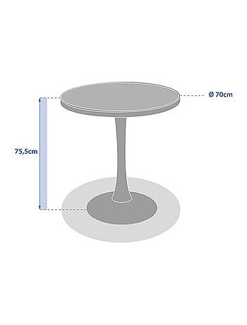 Table de jardin bistro ronde en aluminium effet bois 2 places OVIALON