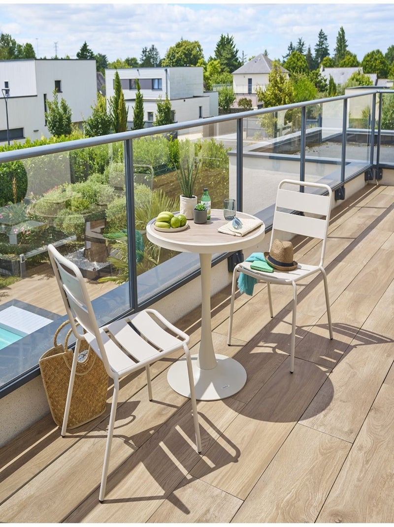 Table de jardin bistro ronde en aluminium effet bois 2 places OVIALON Beige - Kiabi
