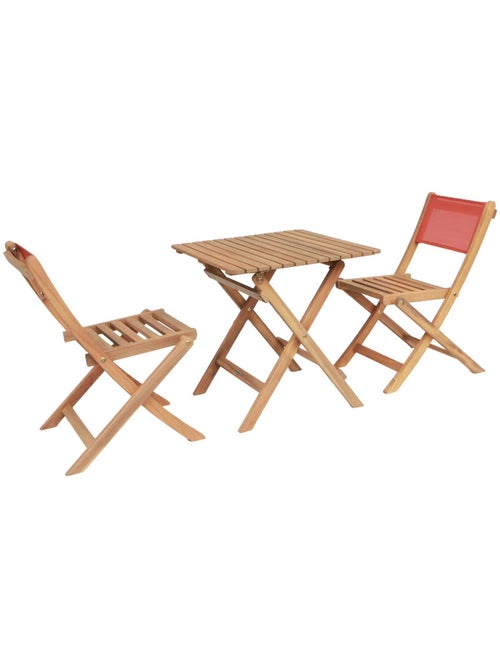 Table de jardin bistrot enfant bois d'acacia + 2 assises Elise - Kiabi Table de jardin bistrot enfant bois d'acacia + 2 assises Elise - Kiabi