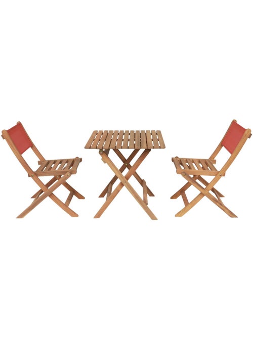 Table de jardin bistrot enfant bois d'acacia + 2 assises Elise - Kiabi Table de jardin bistrot enfant bois d'acacia + 2 assises Elise - Kiabi