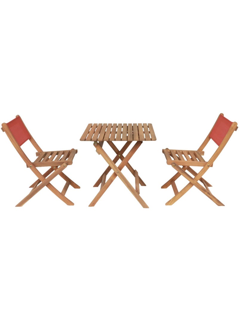 Table de jardin bistrot enfant bois d'acacia + 2 assises Elise Rouge brique - Kiabi