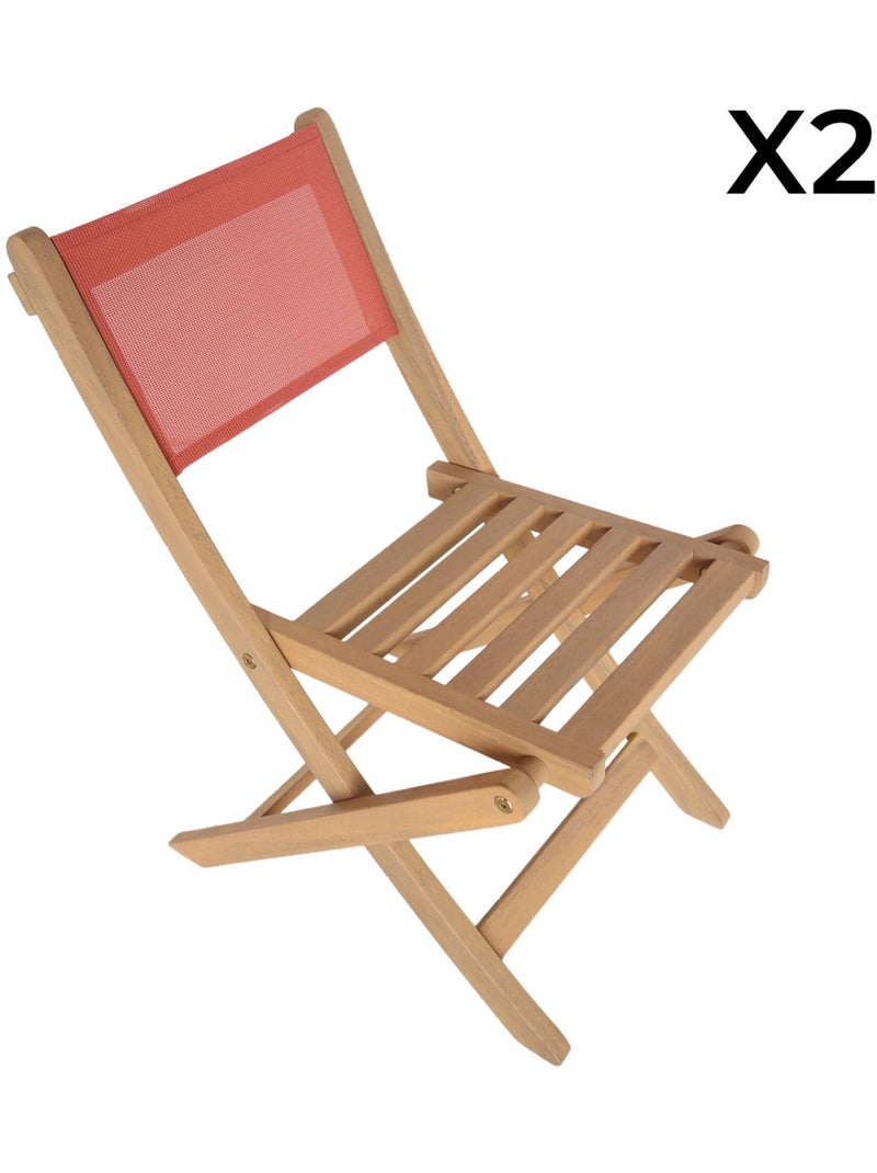 Table de jardin bistrot enfant bois d'acacia + 2 assises Elise Rouge brique - Kiabi