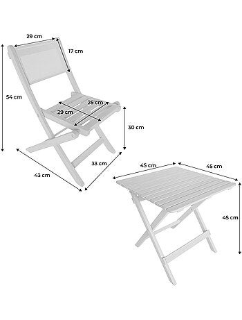 Table de jardin bistrot enfant bois d'acacia + 2 assises Elise