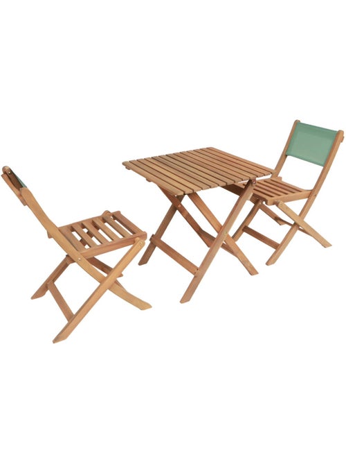 Table de jardin bistrot enfant bois d'acacia + 2 assises Elise - Kiabi Table de jardin bistrot enfant bois d'acacia + 2 assises Elise - Kiabi
