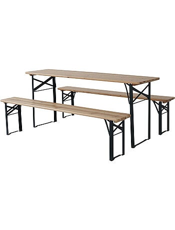 Table de jardin brasserie pliante avec 2 bancs