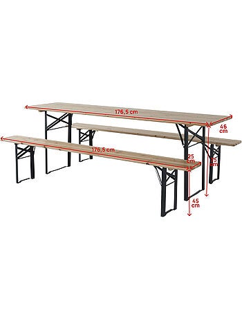 Table de jardin brasserie pliante avec 2 bancs