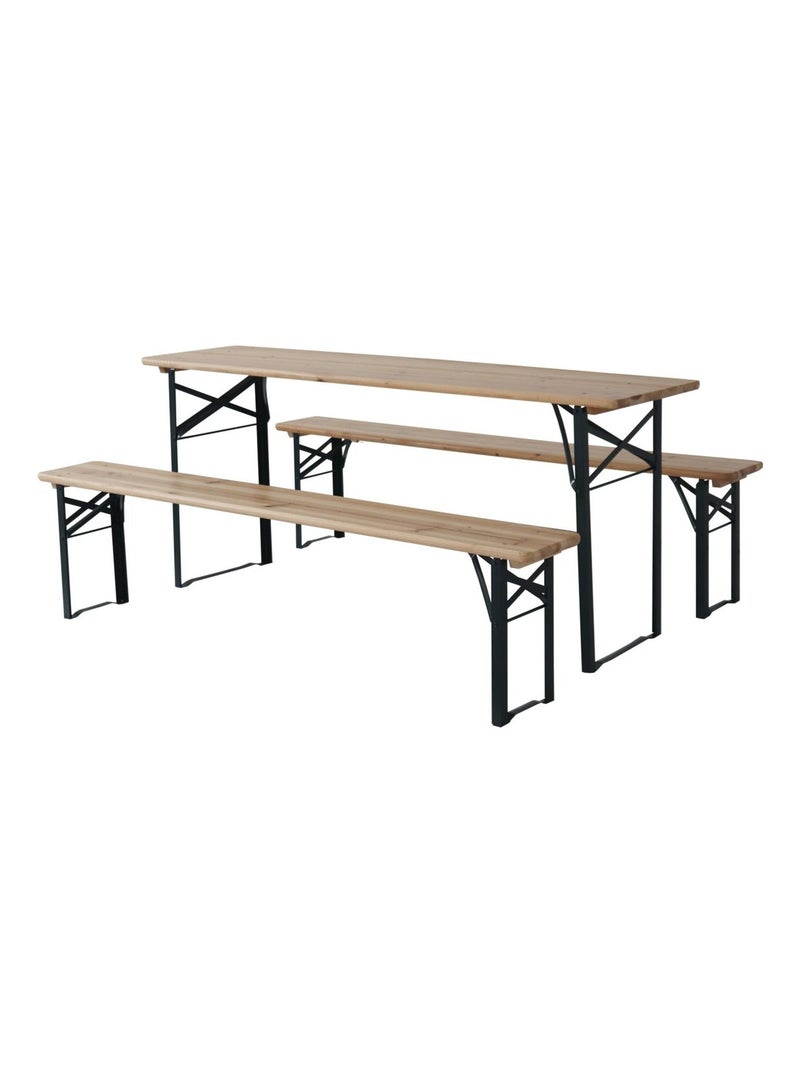 Table de jardin brasserie pliante avec 2 bancs Marron - Kiabi