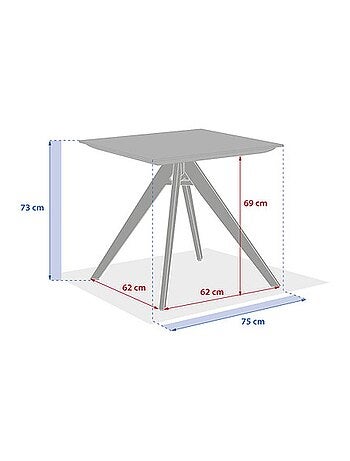 Table de jardin carré en aluminium 2 places TERZANO