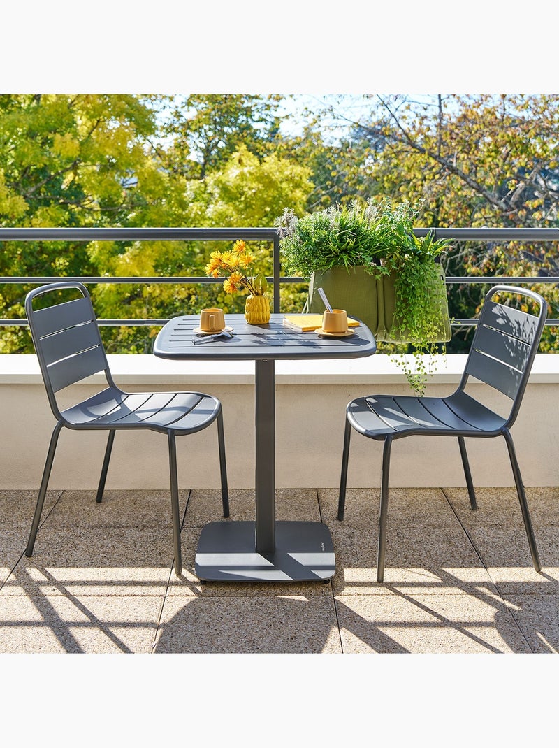 Table de jardin carrée 2 places ALEGORIA Gris foncé - Kiabi