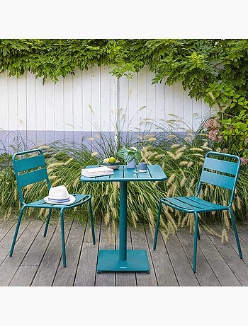 Table de jardin carrée 2 places en acier PHUKET