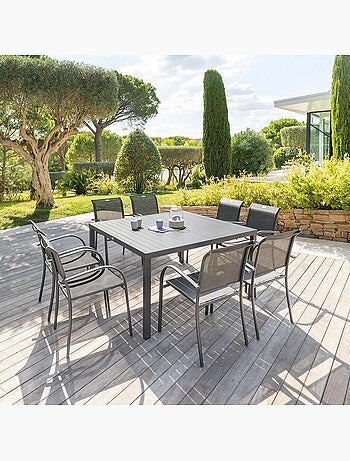 Table de jardin carrée 8 places en aluminium piazza
