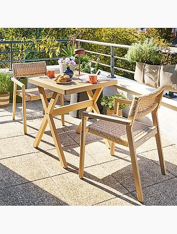 Table de jardin carrée en bois 2 places XENIA