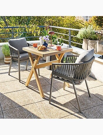 Table de jardin carrée en bois 2 places XENIA