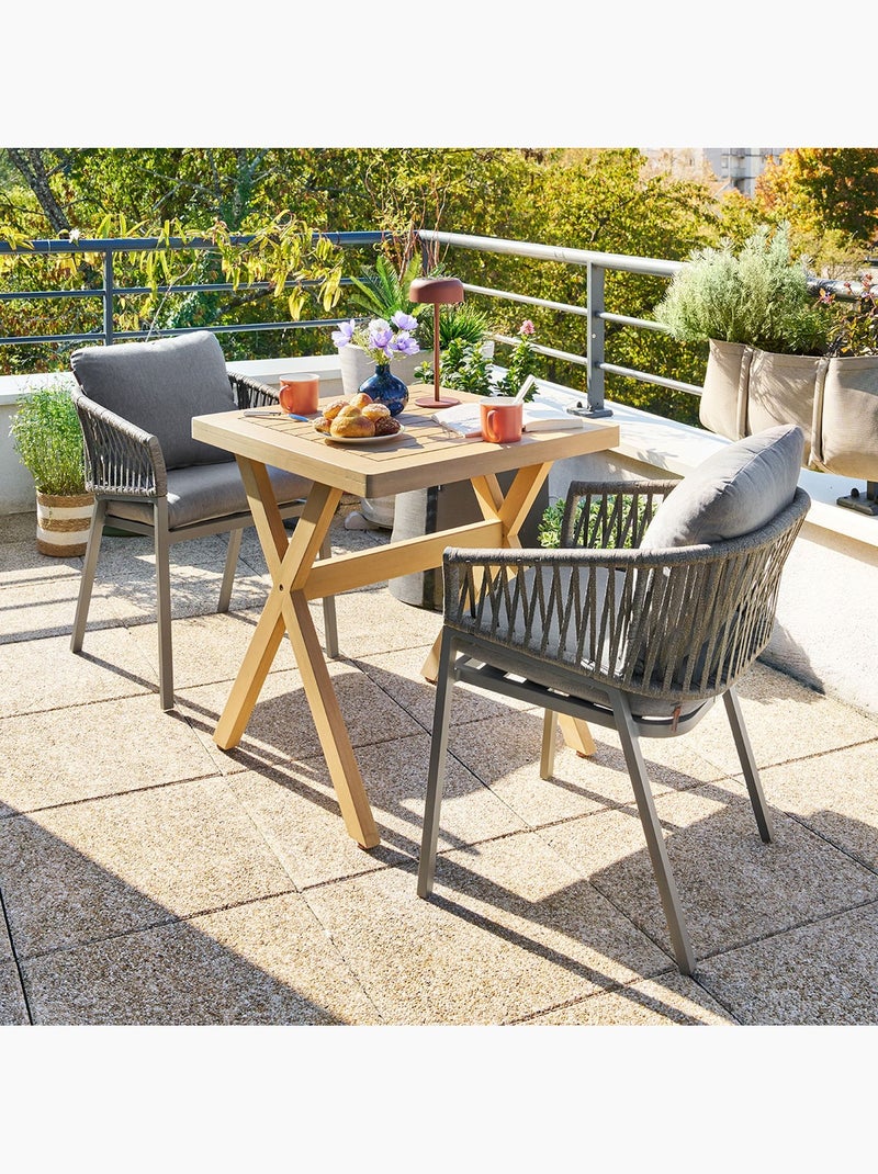 Table de jardin carrée en bois 2 places XENIA Beige - Kiabi