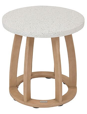 Table de jardin d'appoint ronde en bois et béton LEMINDO