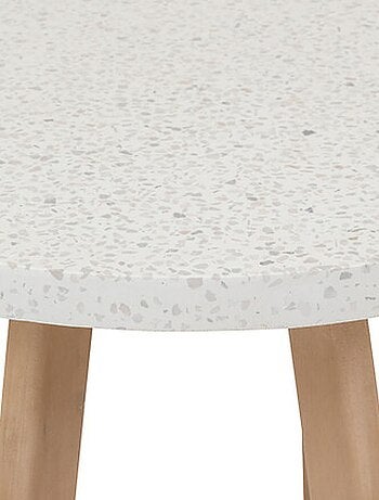 Table de jardin d'appoint ronde en bois et béton LEMINDO