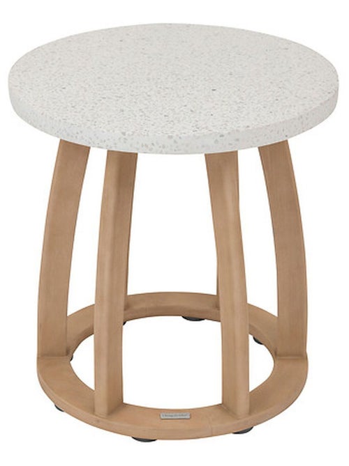 Table de jardin d'appoint ronde en bois et béton LEMINDO - Kiabi