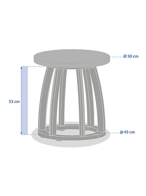 Table de jardin d'appoint ronde en bois et béton LEMINDO - Kiabi
