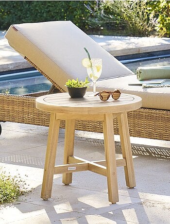Table de jardin d'appoint ronde en bois PAPOUASIE