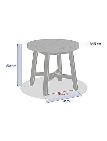 Table de jardin d'appoint ronde en bois PAPOUASIE