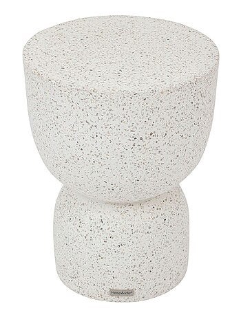 Table de jardin d'appoint ronde en ciment effet terrazzo TIMANDRA