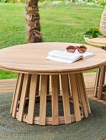 Table de jardin d'appoint ronde grand modèle en bois OSUNA
