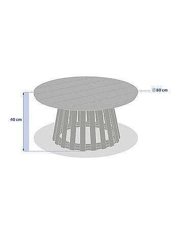 Table de jardin d'appoint ronde grand modèle en bois OSUNA