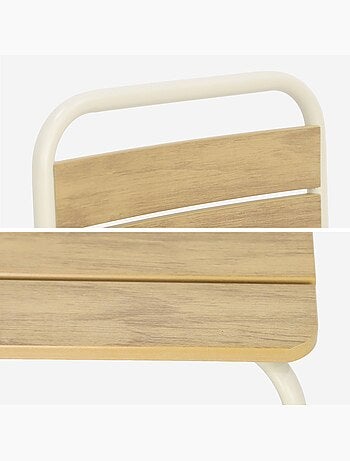 Table de jardin enfant acier et décor bois + 2 assises