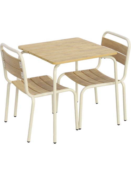 Table de jardin enfant acier et décor bois + 2 assises - Kiabi