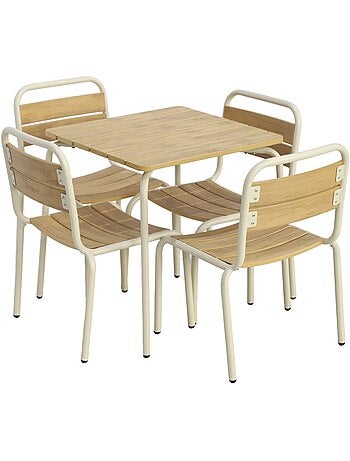 Table de jardin enfant acier et décor bois + 4 assises Suzie