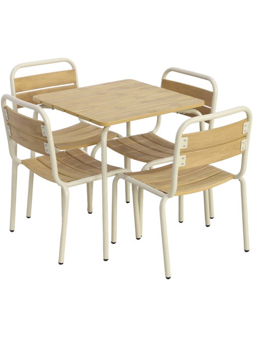 Table de jardin enfant acier et décor bois + 4 assises Suzie - Kiabi