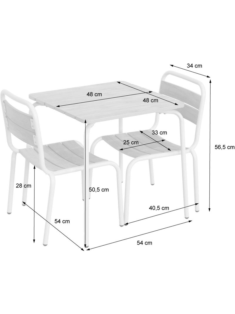 Table de jardin enfant acier et décor bois + 4 assises Suzie Beige - Kiabi