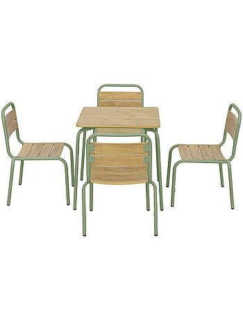 Table de jardin enfant acier et décor bois + 4 assises Suzie