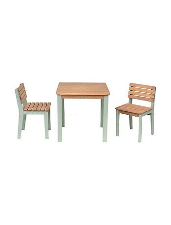 Table de jardin enfant intérieur/extérieur bois d'acacia + 2 assises Caroline