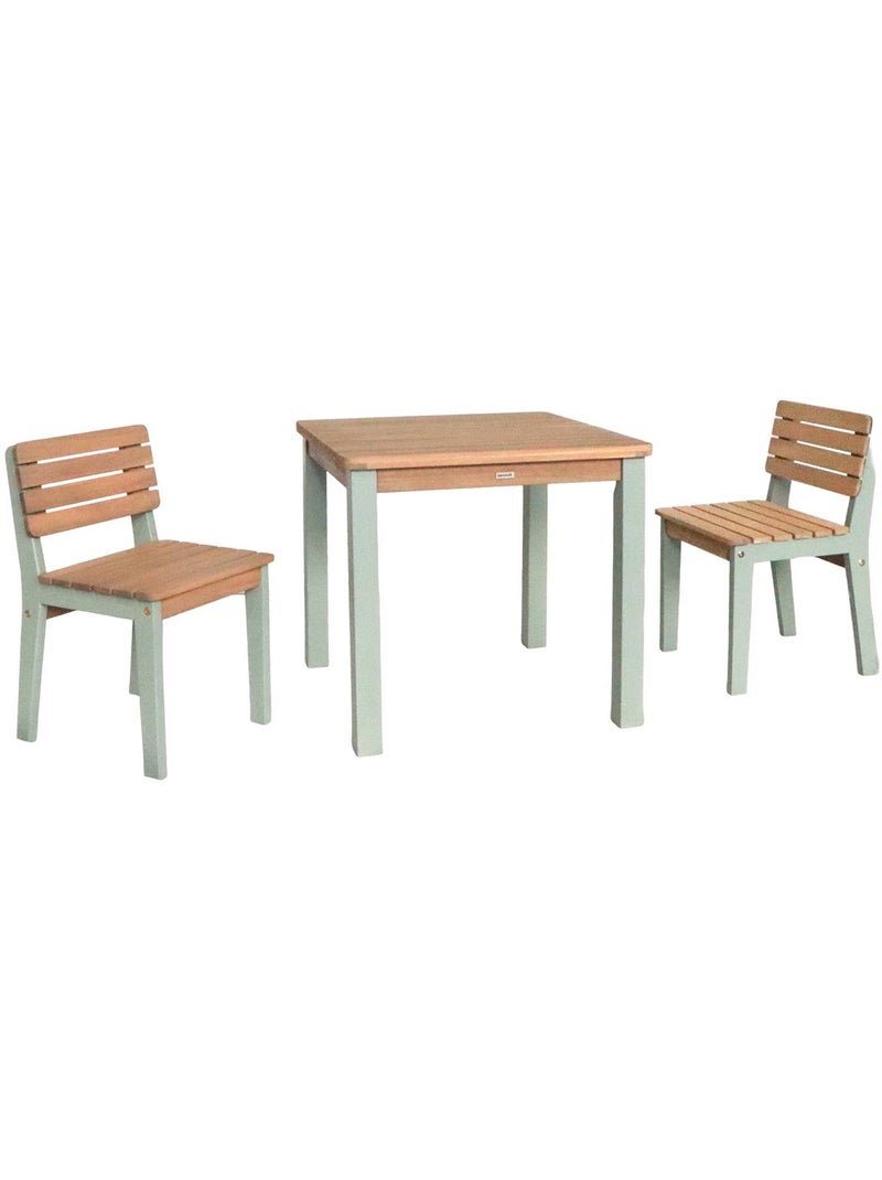 Table de jardin enfant intérieur/extérieur bois d'acacia + 2 assises Caroline Vert - Kiabi