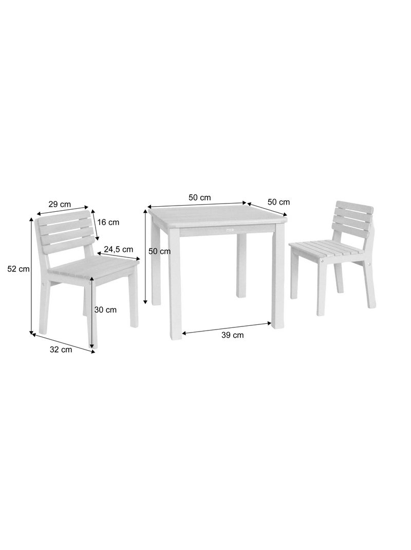 Table de jardin enfant intérieur/extérieur bois d'acacia + 2 assises Caroline Vert - Kiabi