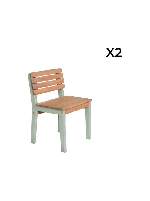 Table de jardin enfant intérieur/extérieur bois d'acacia + 2 assises Caroline - Kiabi