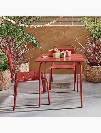 Table de jardin enfant métal + 2 assises