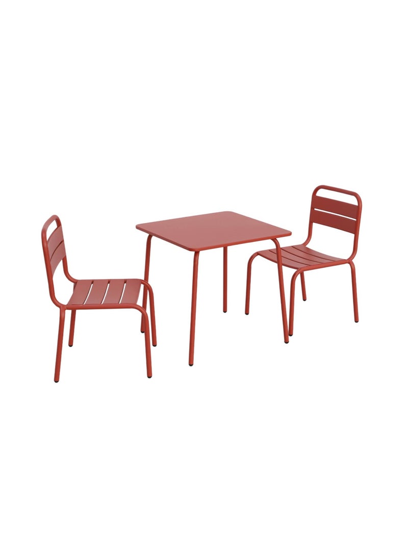 Table de jardin enfant métal + 2 assises Rouge brique - Kiabi