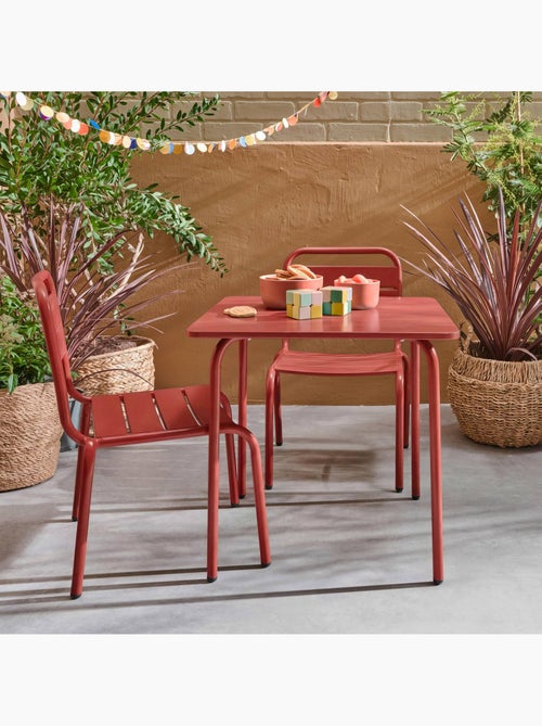 Table de jardin enfant métal + 2 assises - Kiabi