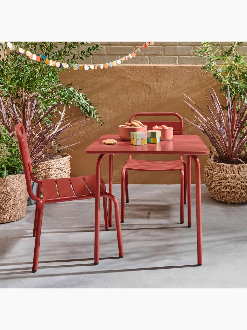 Table de jardin enfant métal + 2 assises Rouge brique - Kiabi